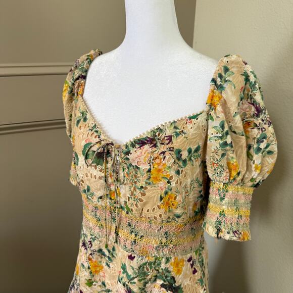 Alice+Olivia Crawford Floral Puff-Sleeve Minidress Est Sz 10/12 SEE DESCRIPTION - Picture 2 of 12